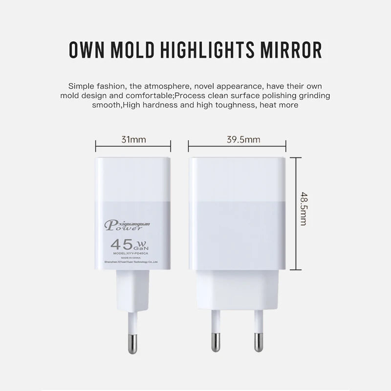 USB charger fast charging 45w