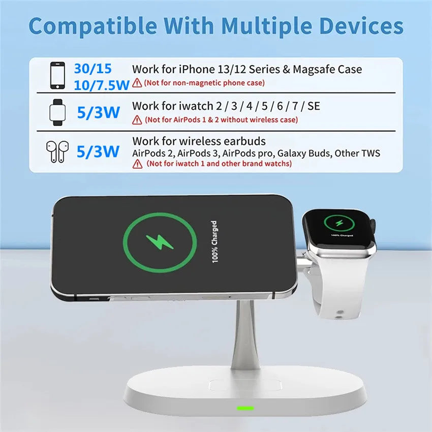 3 in 1 30W Magnetic Wireless Charger