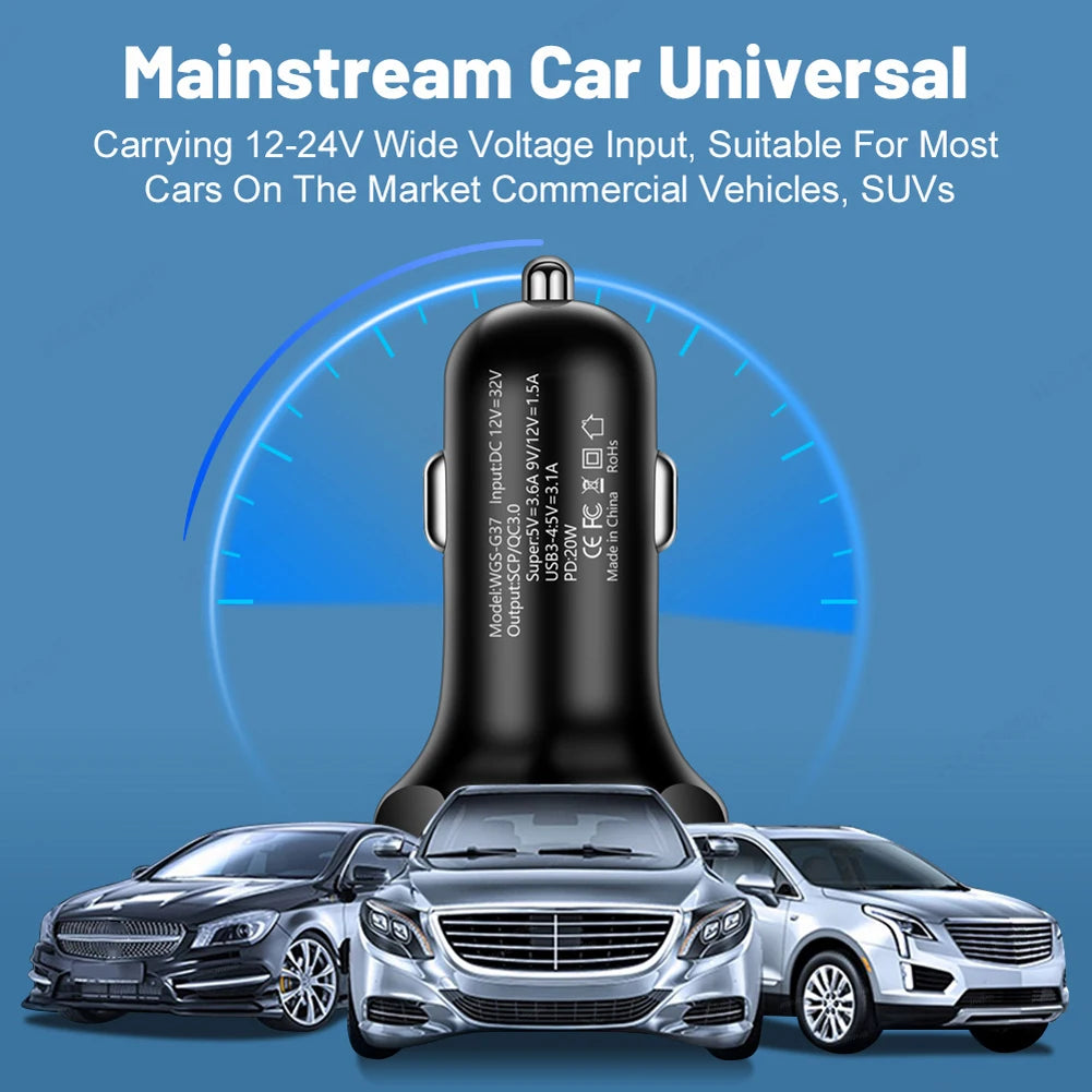 5 in 1 USB PD 250W Car Charger