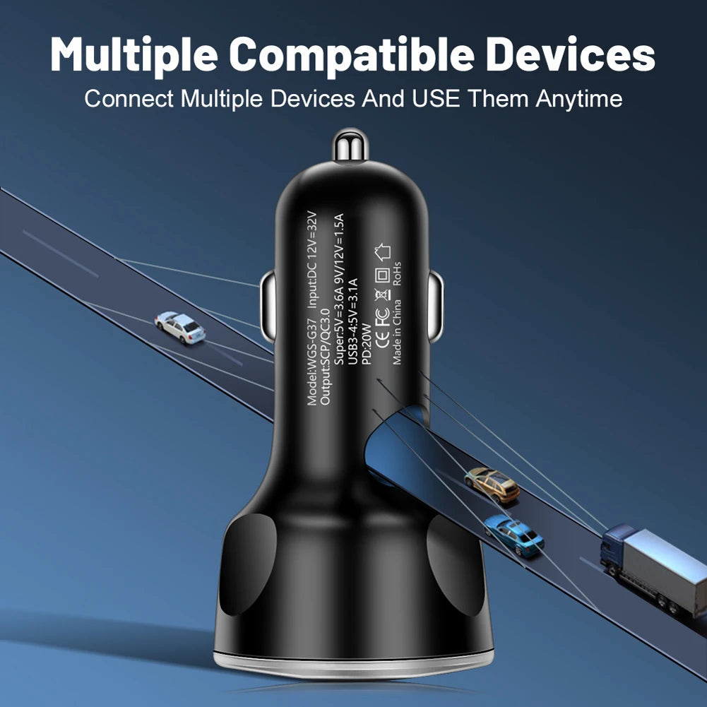 5 in 1 USB PD 250W Car Charger