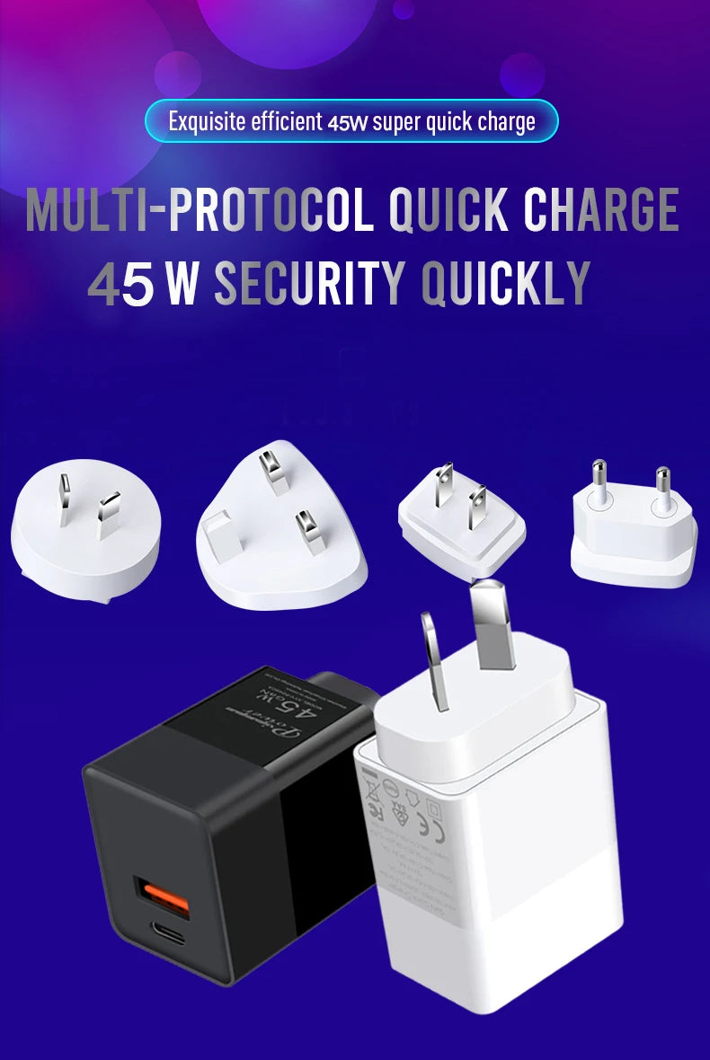 USB charger fast charging 45w