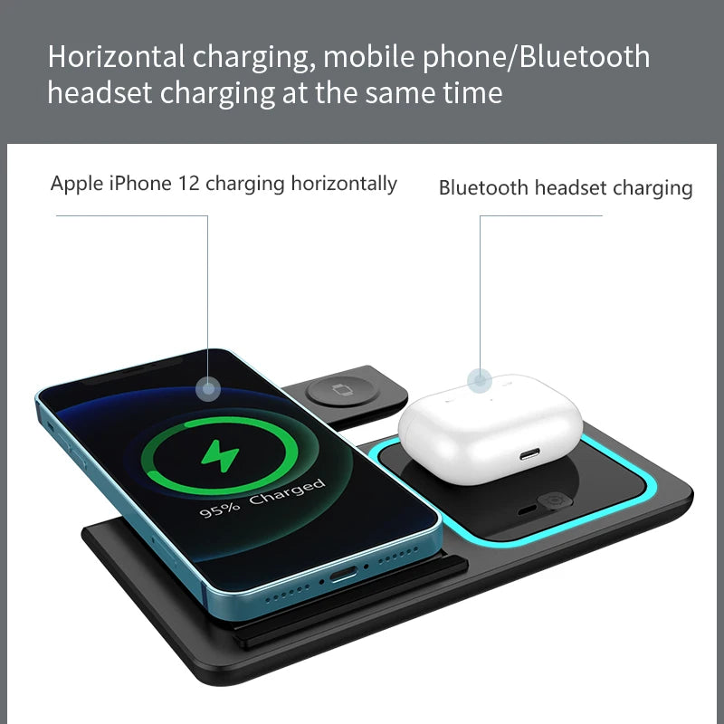 30W LED Fast Wireless Charger Stand 3 in 1